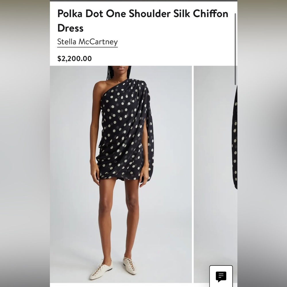 Stella McCartney - Polka Dot One Shoulder Silk Chiffon Dress - Size 0